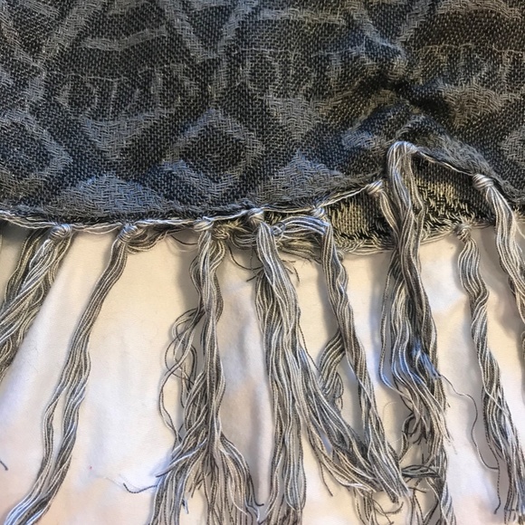 White&Gray Express Poncho w/ Fringe - Picture 4 of 5